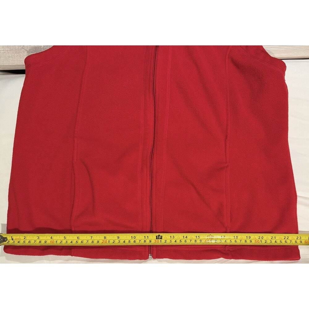 Laura Scott Women Fleece Vest Full Zip Pockets Sleeveless Red Womens XL Cozy EUC - Picture 13 of 16